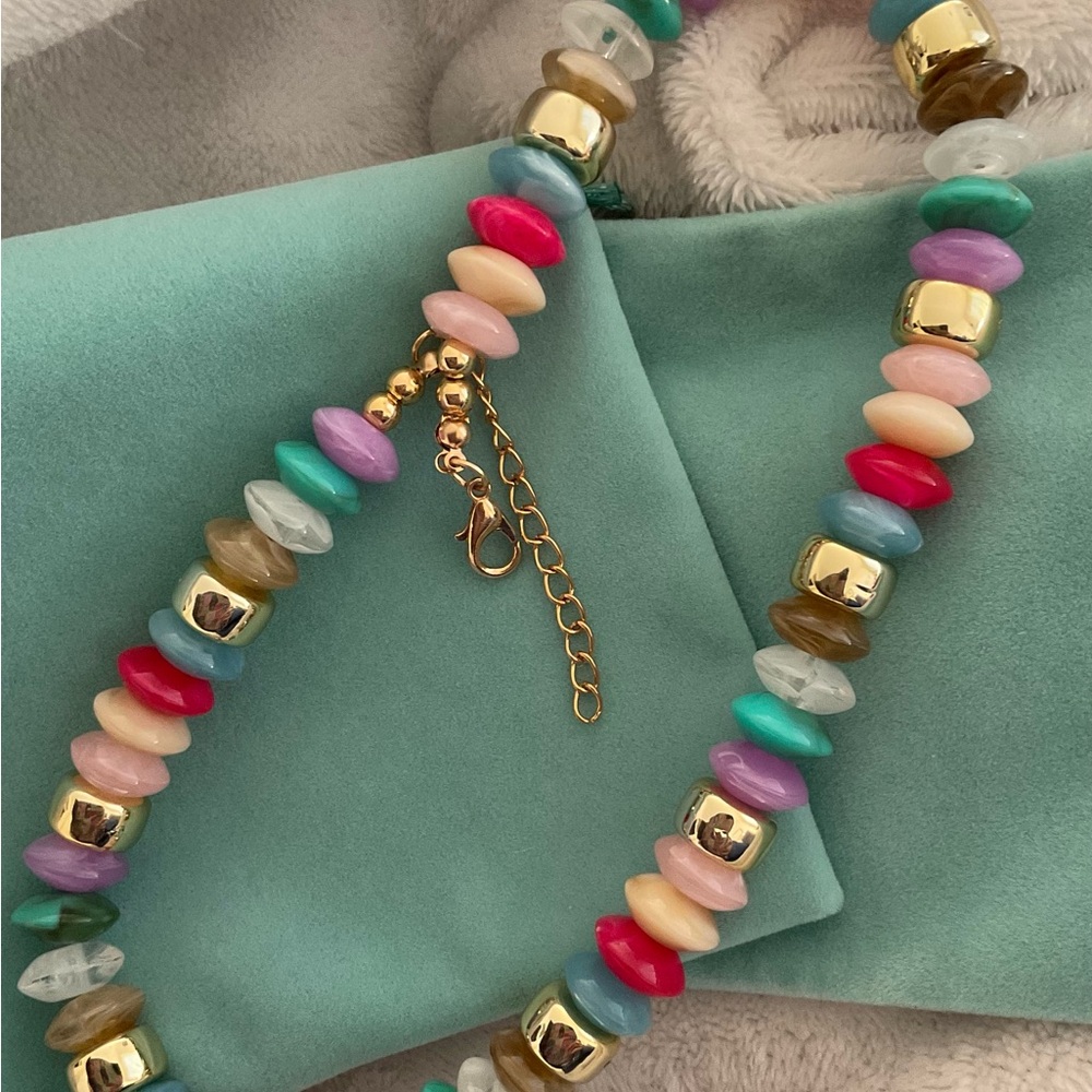 Colorful Beaded Necklace with Gold Accents